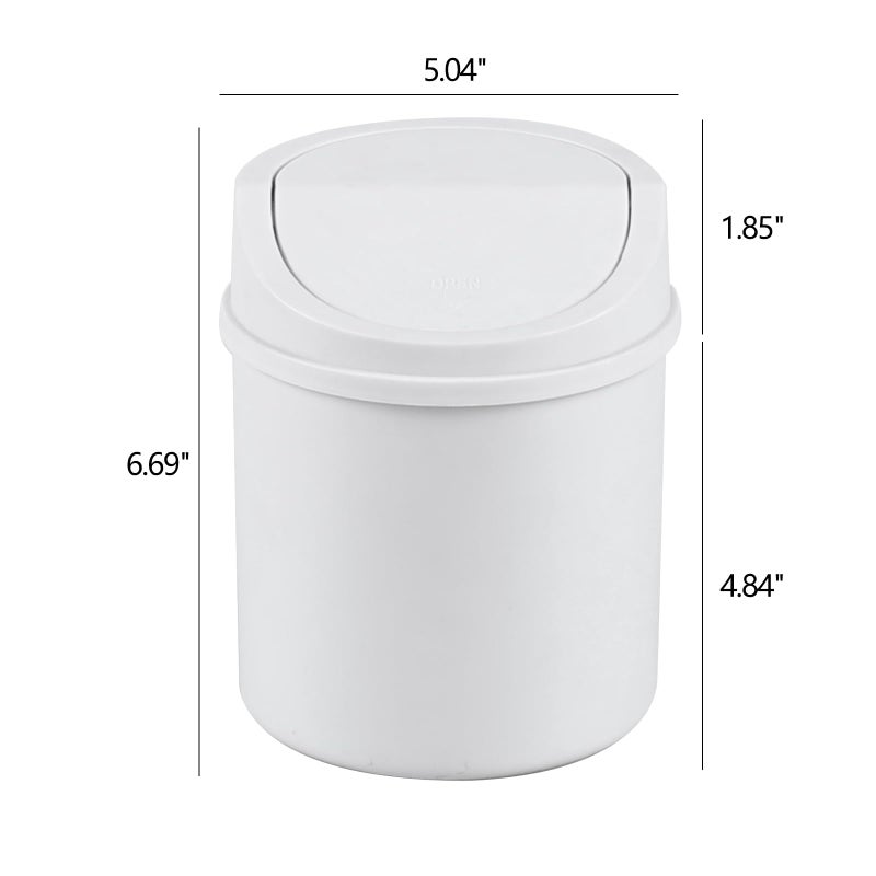 Eagrye 0.5 Gallon Tiny Desktop Trash Can, Mini Garbage Can with Swing Lid, White - Image 2